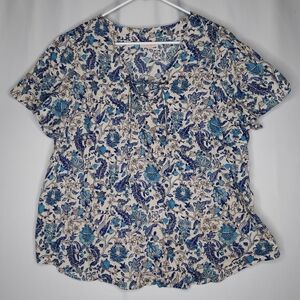 Knox Rose Top Womens Berry Wildflower Floral Lace-Up Vneck Short Sleeve Textured
